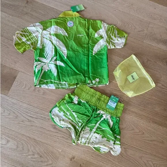 Maaji Shirt & Shorts Set Fizz & Foam Octavia Size S Green Yellow